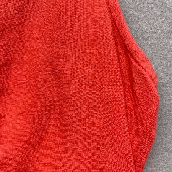 J Crew Dress Womens Small Orange Linen Blend Sleeveless Embroidered Casual - Picture 5 of 13